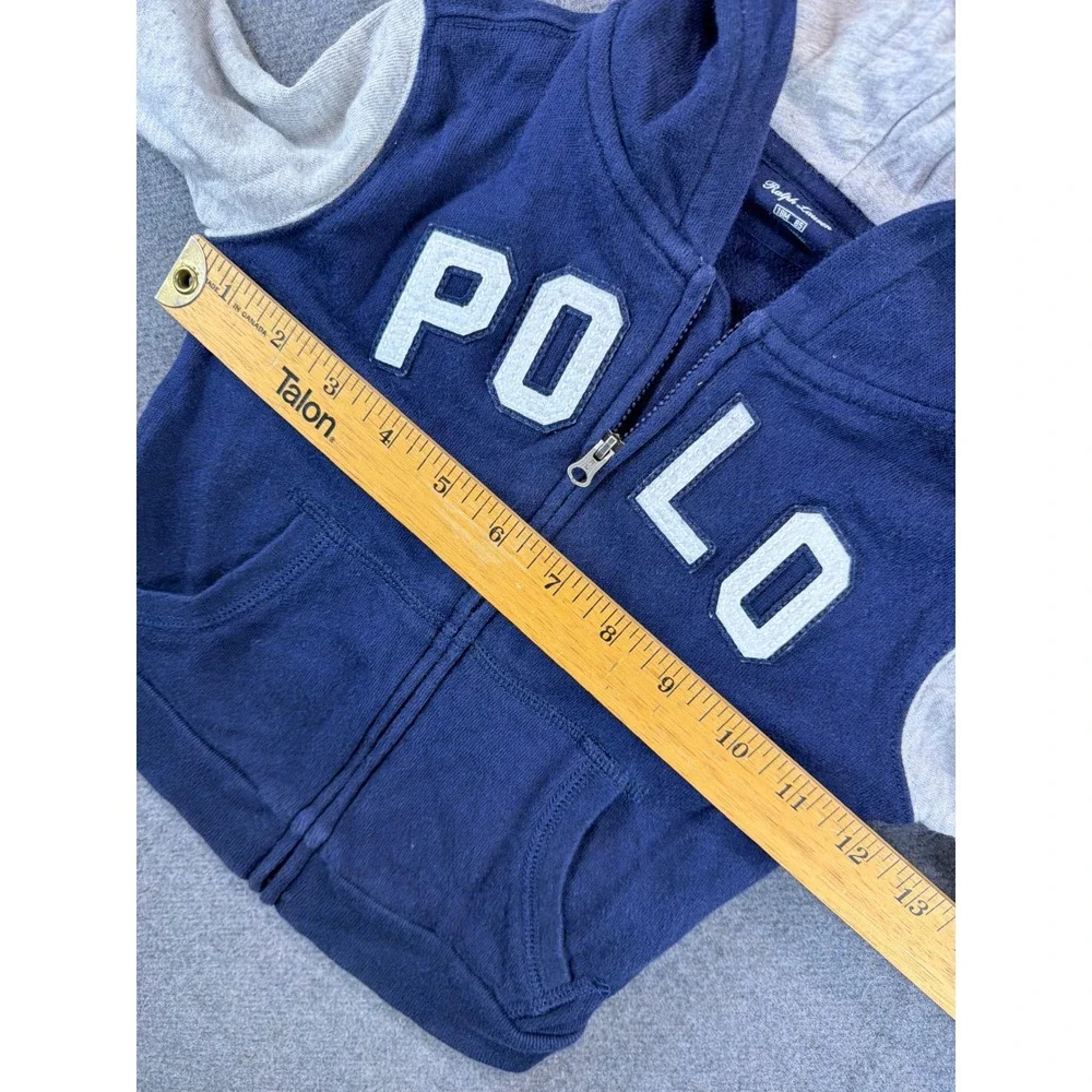 Polo Ralph Lauren Hoodie Kids‎ 18M Navy Gray POLO Applique Full Zip Colorblock